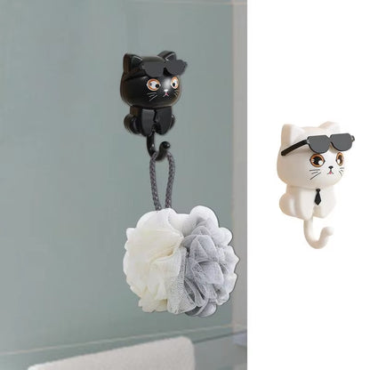 Cartoon Cat Self-Adhesive Wall Hook – Cute Key & Coat Hanger