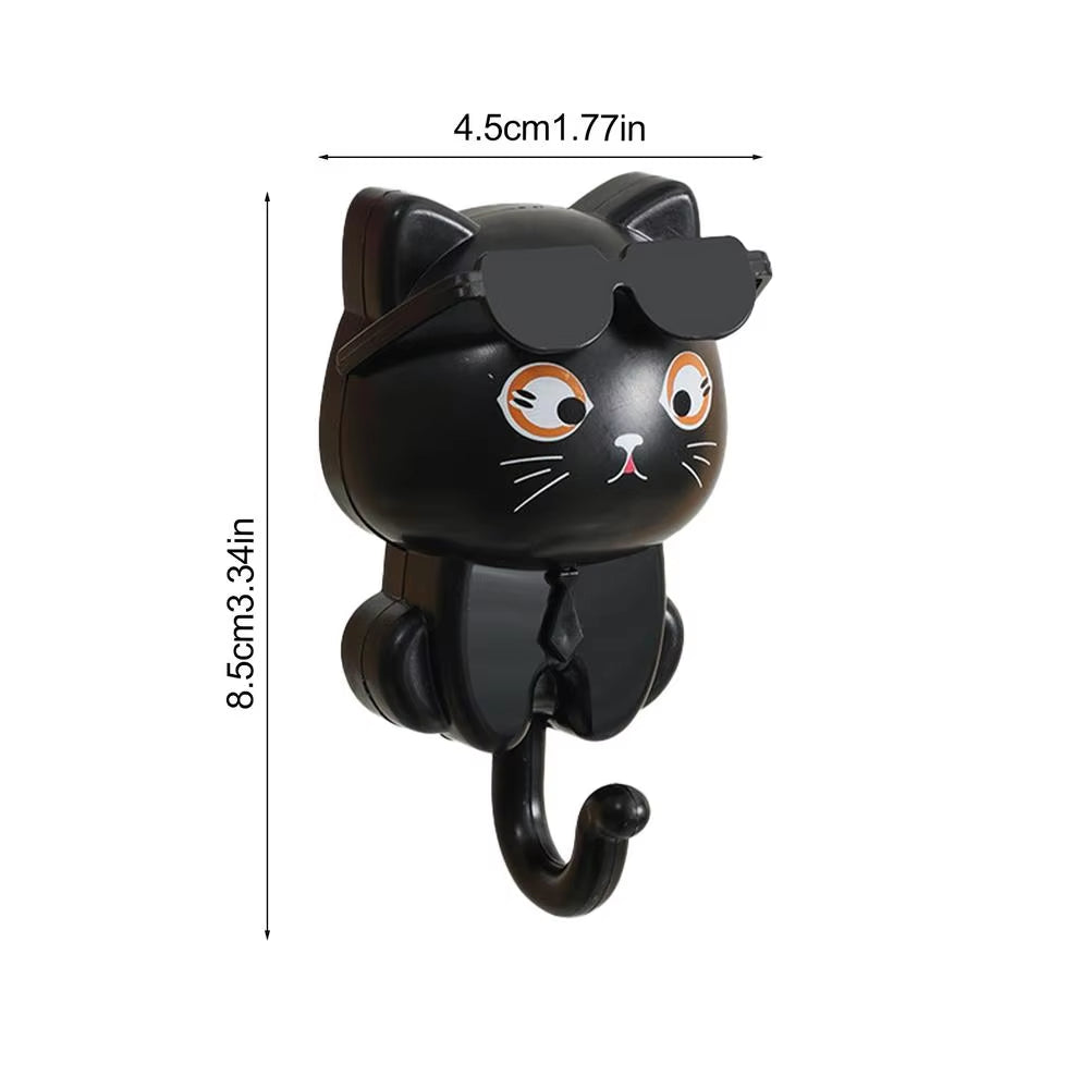 Cartoon Cat Self-Adhesive Wall Hook – Cute Key & Coat Hanger