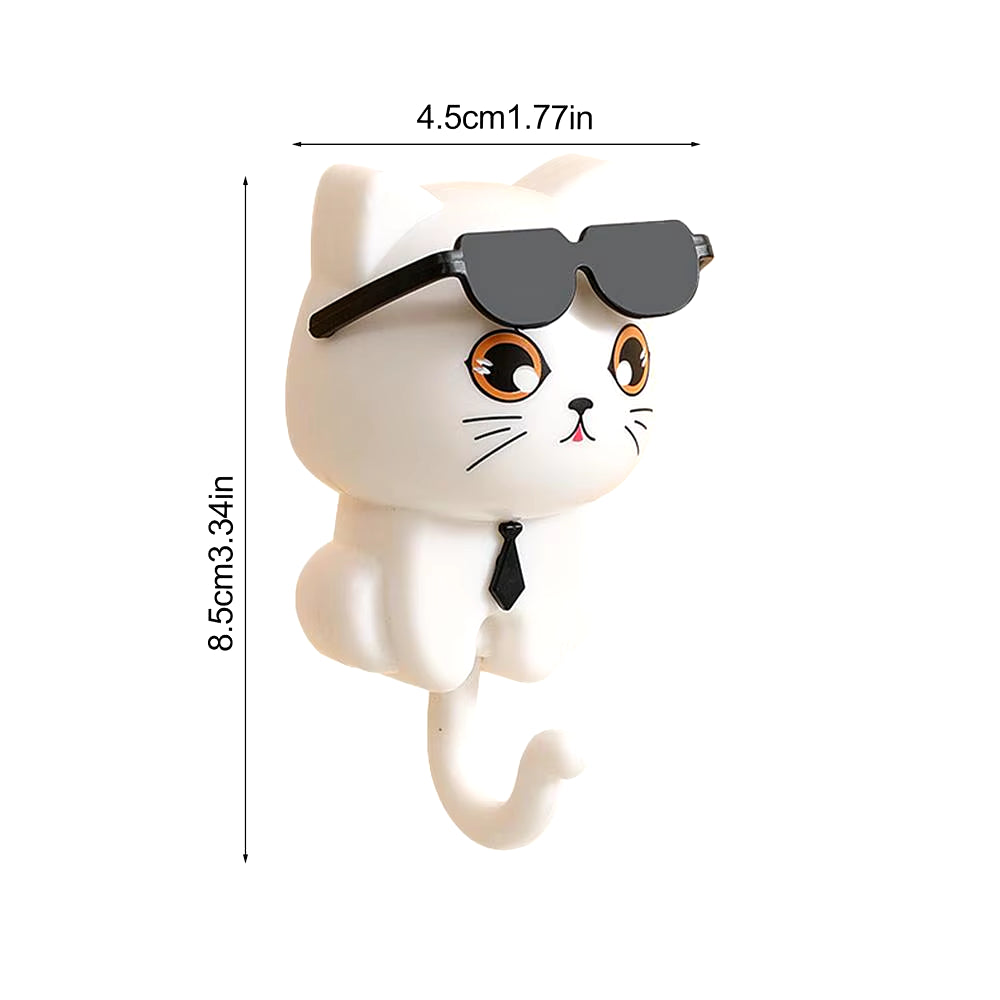 Cartoon Cat Self-Adhesive Wall Hook – Cute Key & Coat Hanger