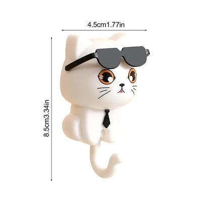 Cartoon Cat Self-Adhesive Wall Hook – Cute Key & Coat Hanger