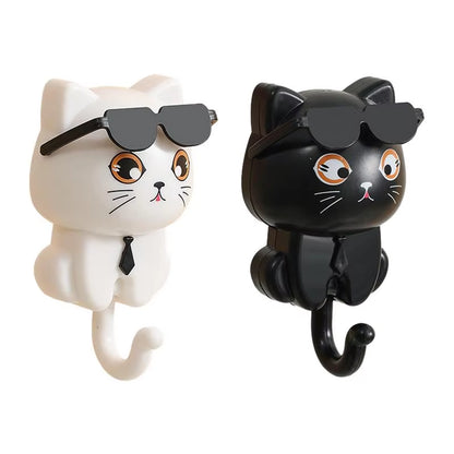 Cartoon Cat Self-Adhesive Wall Hook – Cute Key & Coat Hanger