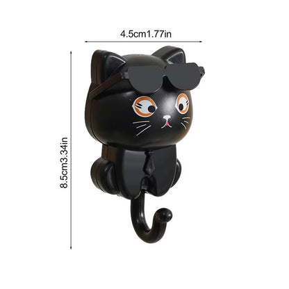 Cartoon Cat Self-Adhesive Wall Hook – Cute Key & Coat Hanger